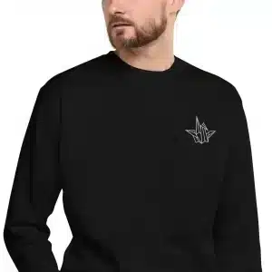 Embroidered Crane Crew Neck Sweatshirt