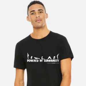 "Powered by Community" Fitted T-shirt
