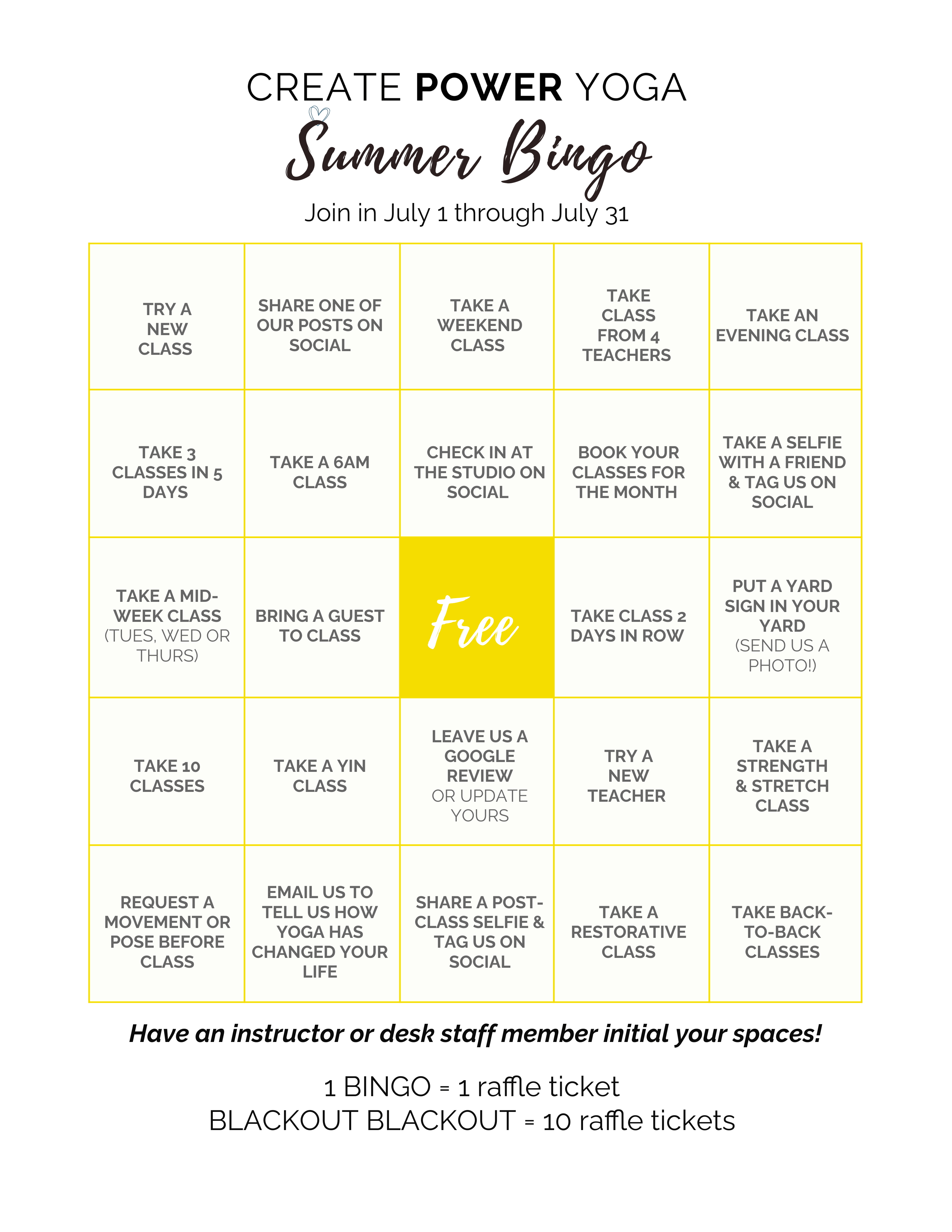 Create Power Yoga BINGO challenge card 2026